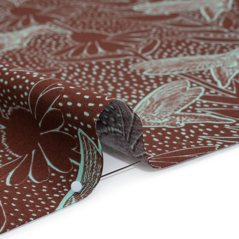 Printed Quilting Cotton by Anna Maria Textiles for Northcott - Patina Hummingbirds and Coneflowers - Indelible Ink Collection - Detail