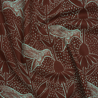 Printed Quilting Cotton by Anna Maria Textiles for Northcott - Patina Hummingbirds and Coneflowers - Indelible Ink Collection