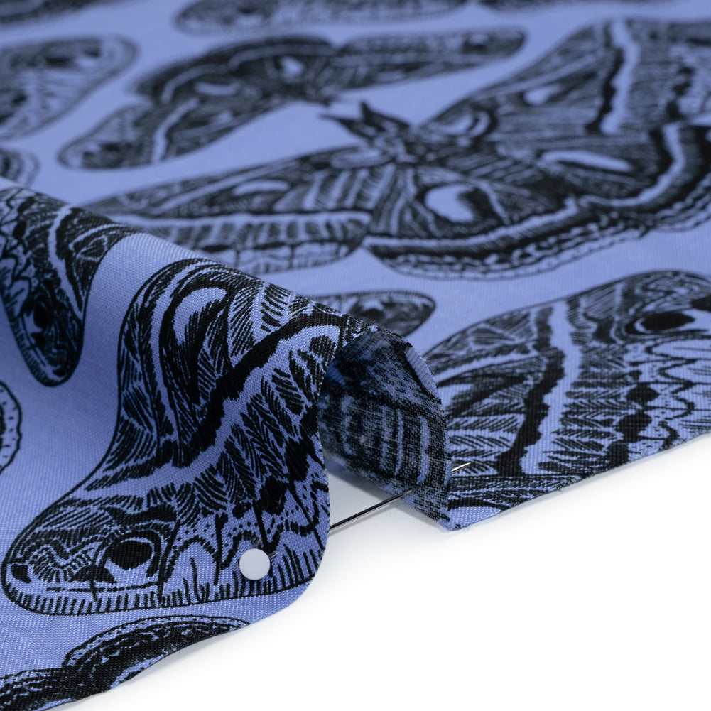 Printed Quilting Cotton by Anna Maria Textiles for Northcott - Cerulean Cecropia Moths - Indelible Ink Collection - Detail