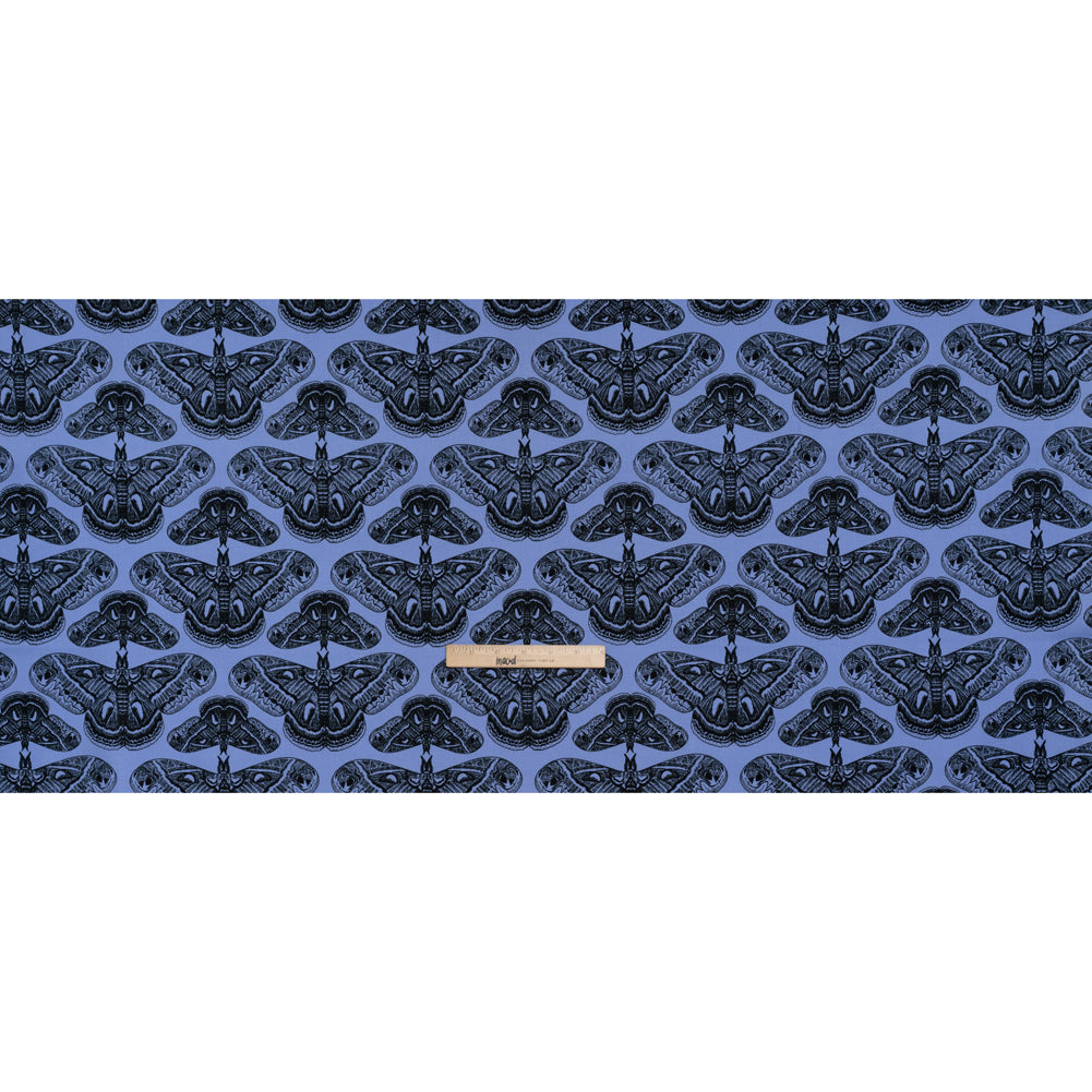 Printed Quilting Cotton by Anna Maria Textiles for Northcott - Cerulean Cecropia Moths - Indelible Ink Collection - Full