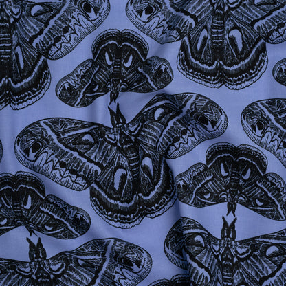 Printed Quilting Cotton by Anna Maria Textiles for Northcott - Cerulean Cecropia Moths - Indelible Ink Collection