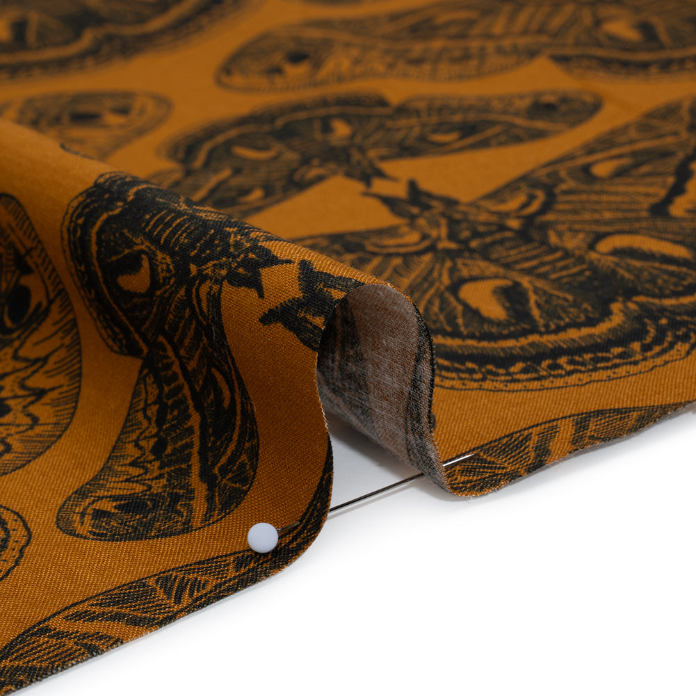 Printed Quilting Cotton by Anna Maria Textiles for Northcott - Saffron Cecropia Moths - Indelible Ink Collection - Detail