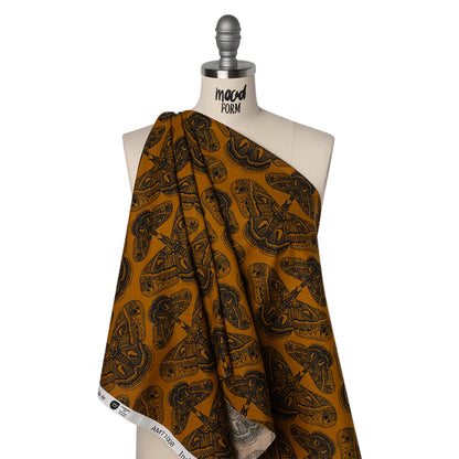 Printed Quilting Cotton by Anna Maria Textiles for Northcott - Saffron Cecropia Moths - Indelible Ink Collection