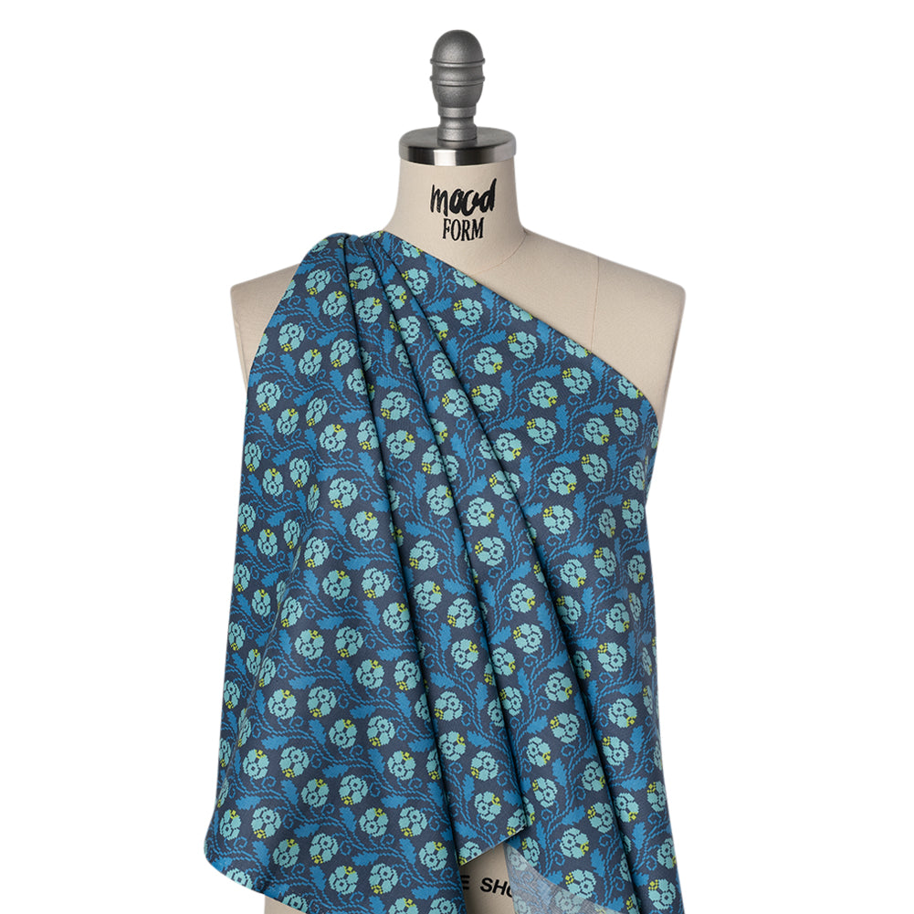 Printed Quilting Cotton by Anna Maria Textiles for Northcott - Dusk Curled Vine Floral - Heiress Collection - Drape