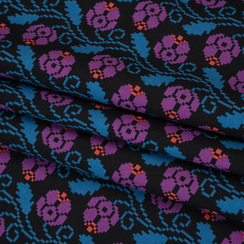 Printed Quilting Cotton by Anna Maria Textiles for Northcott - Mystery Curled Vine Floral - Heiress Collection - Folded