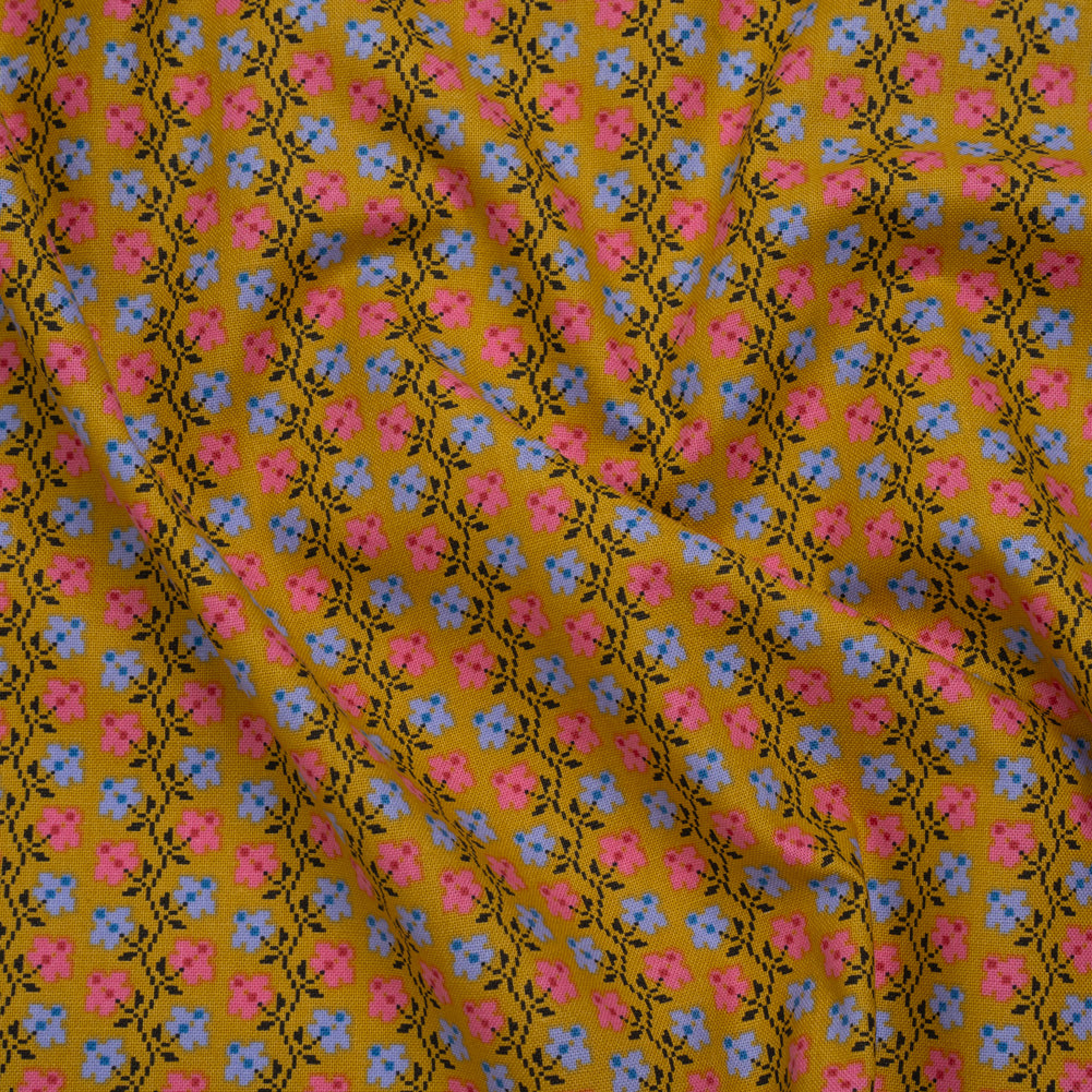 Printed Quilting Cotton by Anna Maria Textiles for Northcott - Butterscotch Offshoot Floral - Heiress Collection