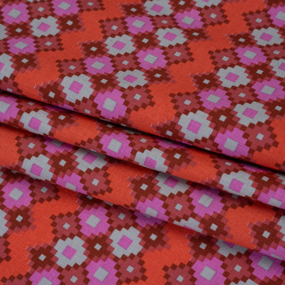 Printed Quilting Cotton by Anna Maria Textiles for Northcott - Bouquet Interwoven Geometric Stripes - Heiress Collection