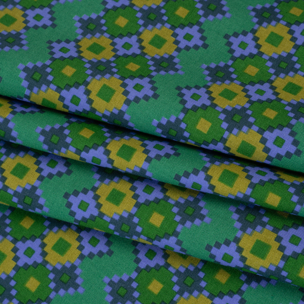 Printed Quilting Cotton by Anna Maria Textiles for Northcott - Sea Interwoven Geometric Stripes - Heiress Collection - Folded