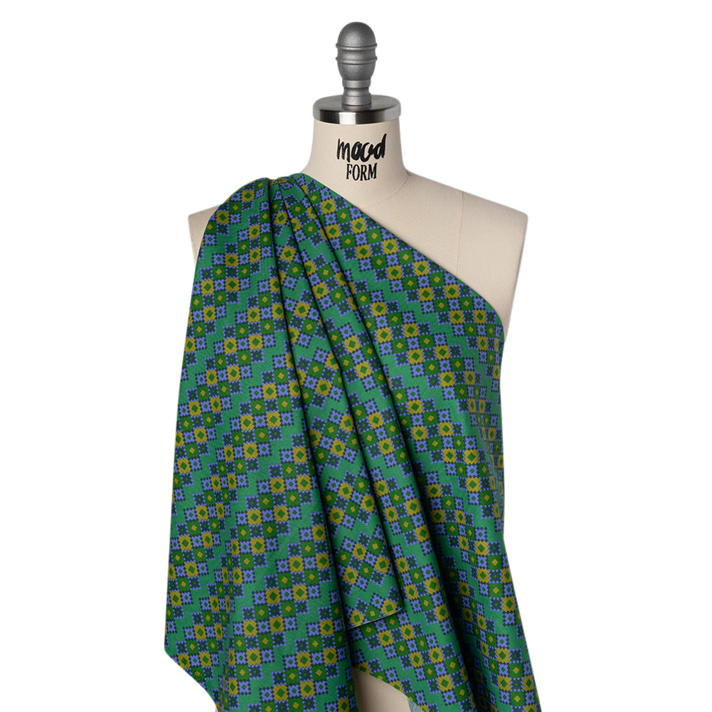 Printed Quilting Cotton by Anna Maria Textiles for Northcott - Sea Interwoven Geometric Stripes - Heiress Collection - Drape