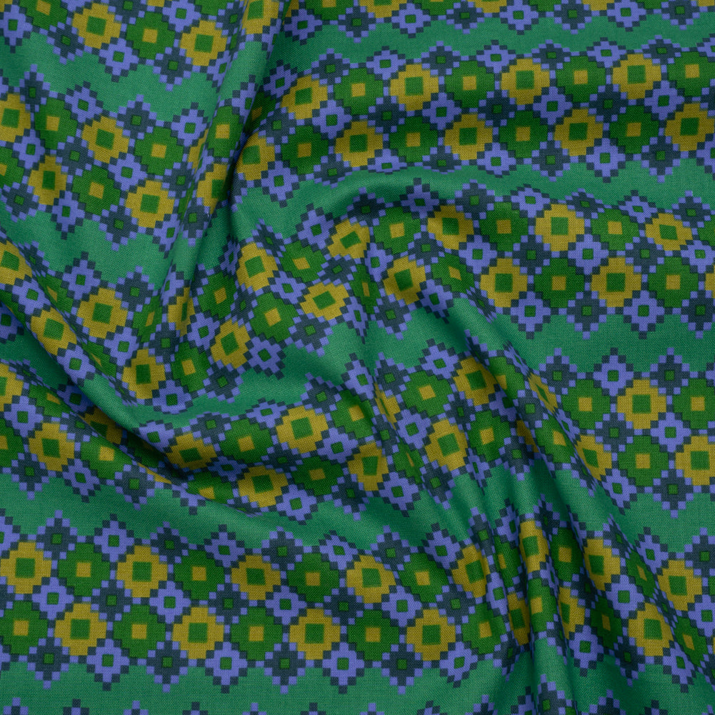 Printed Quilting Cotton by Anna Maria Textiles for Northcott - Sea Interwoven Geometric Stripes - Heiress Collection