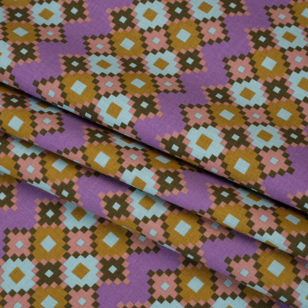 Printed Quilting Cotton by Anna Maria Textiles for Northcott - Sunset Interwoven Geometric Stripes - Heiress Collection - Folded