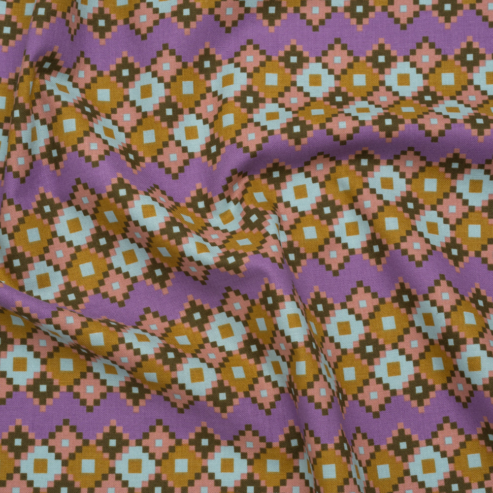 Printed Quilting Cotton by Anna Maria Textiles for Northcott - Sunset Interwoven Geometric Stripes - Heiress Collection