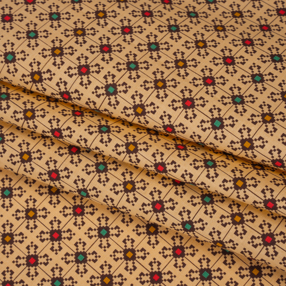 Printed Quilting Cotton by Anna Maria Textiles for Northcott - Palace Jeweled Floral Grid - Heiress Collection - Folded