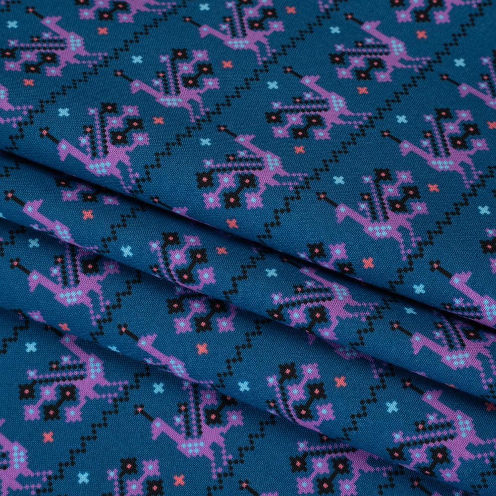 Printed Quilting Cotton by Anna Maria Textiles for Northcott - Midnight Peacocks - Heiress Collection - Folded