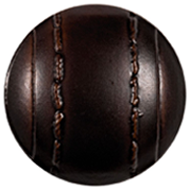 A close up of a brown leather ball with a black stripe