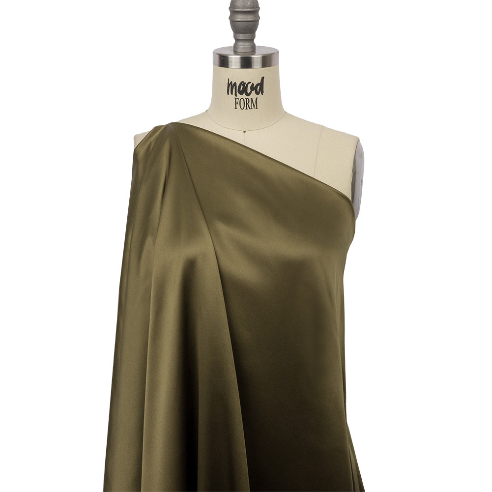 Silk Charmeuse 44" - Olive Green - Premium Collection - Drape