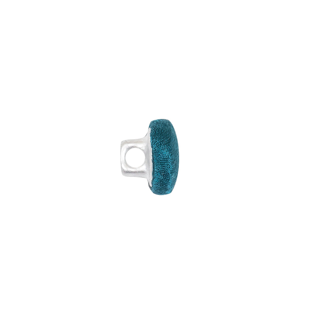 Mood Exclusive Deep Teal Silk Covered Button - 16L/10mm - Folded