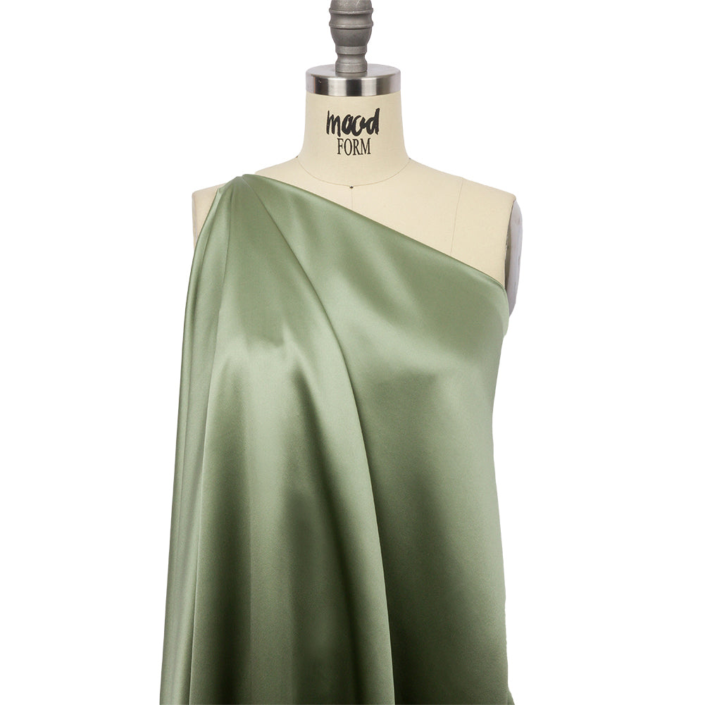 Stretch Silk Charmeuse - Oil Green - Premium Collection - Drape