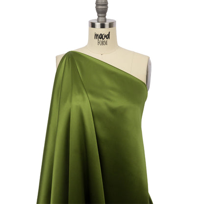 Stretch Silk Charmeuse - Pesto Green - Premium Collection
