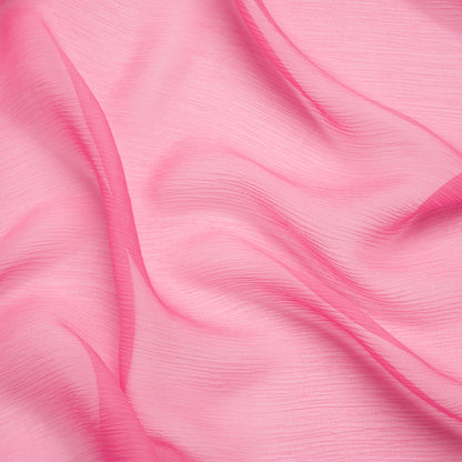 Crinkled Silk Chiffon - Carmine Rose - Premium Collection