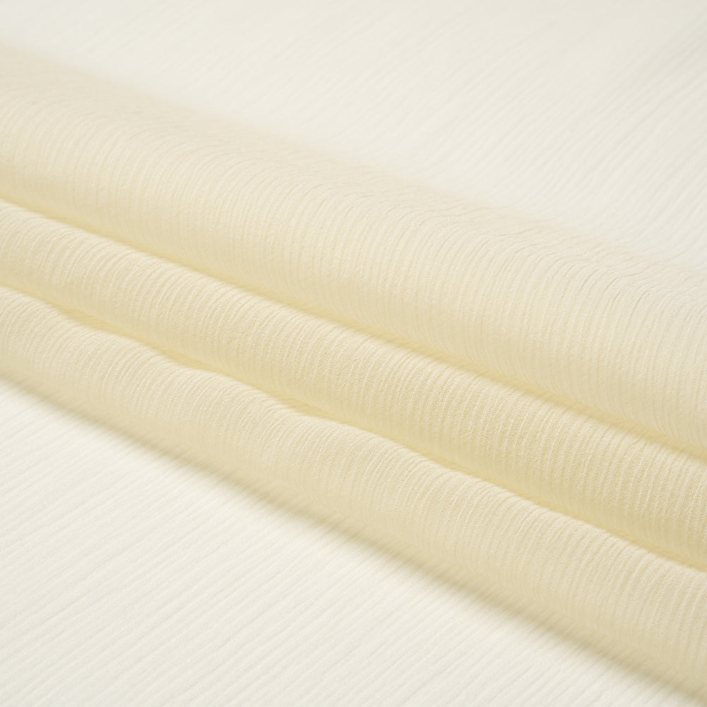 Crinkled Silk Chiffon - Ivory - Premium Collection - Folded
