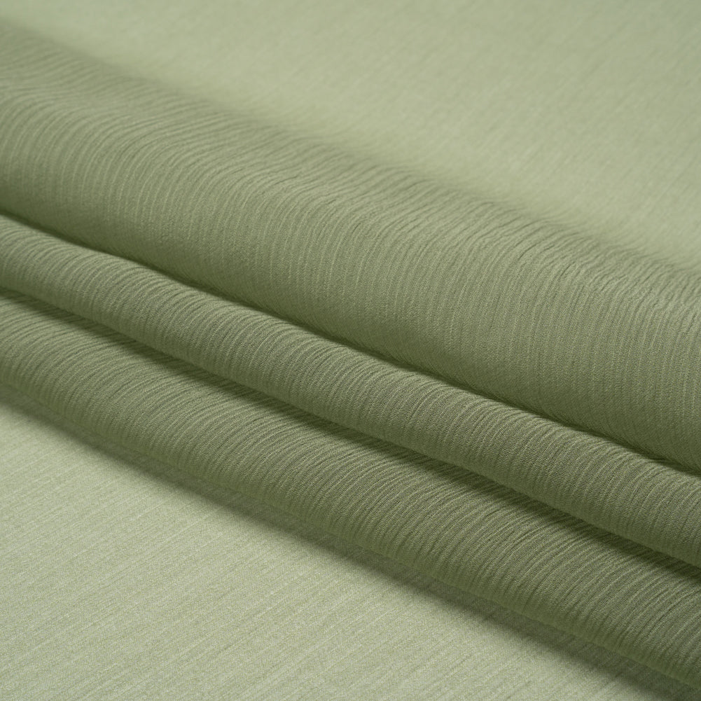 Crinkled Silk Chiffon - Oil Green - Premium Collection - Folded