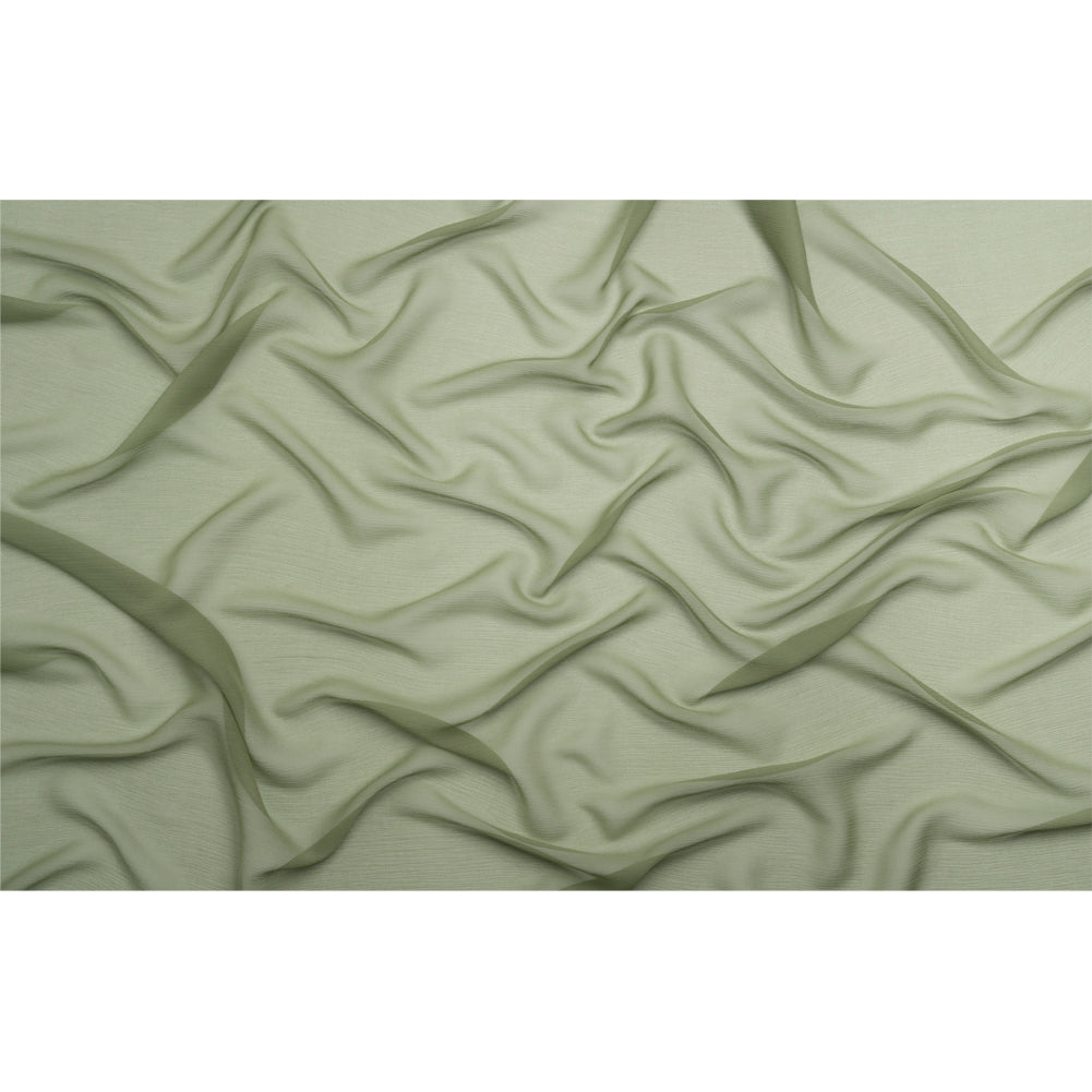 Crinkled Silk Chiffon - Oil Green - Premium Collection - Full
