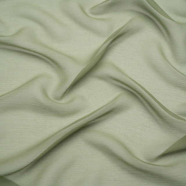 Crinkled Silk Chiffon - Oil Green - Premium Collection