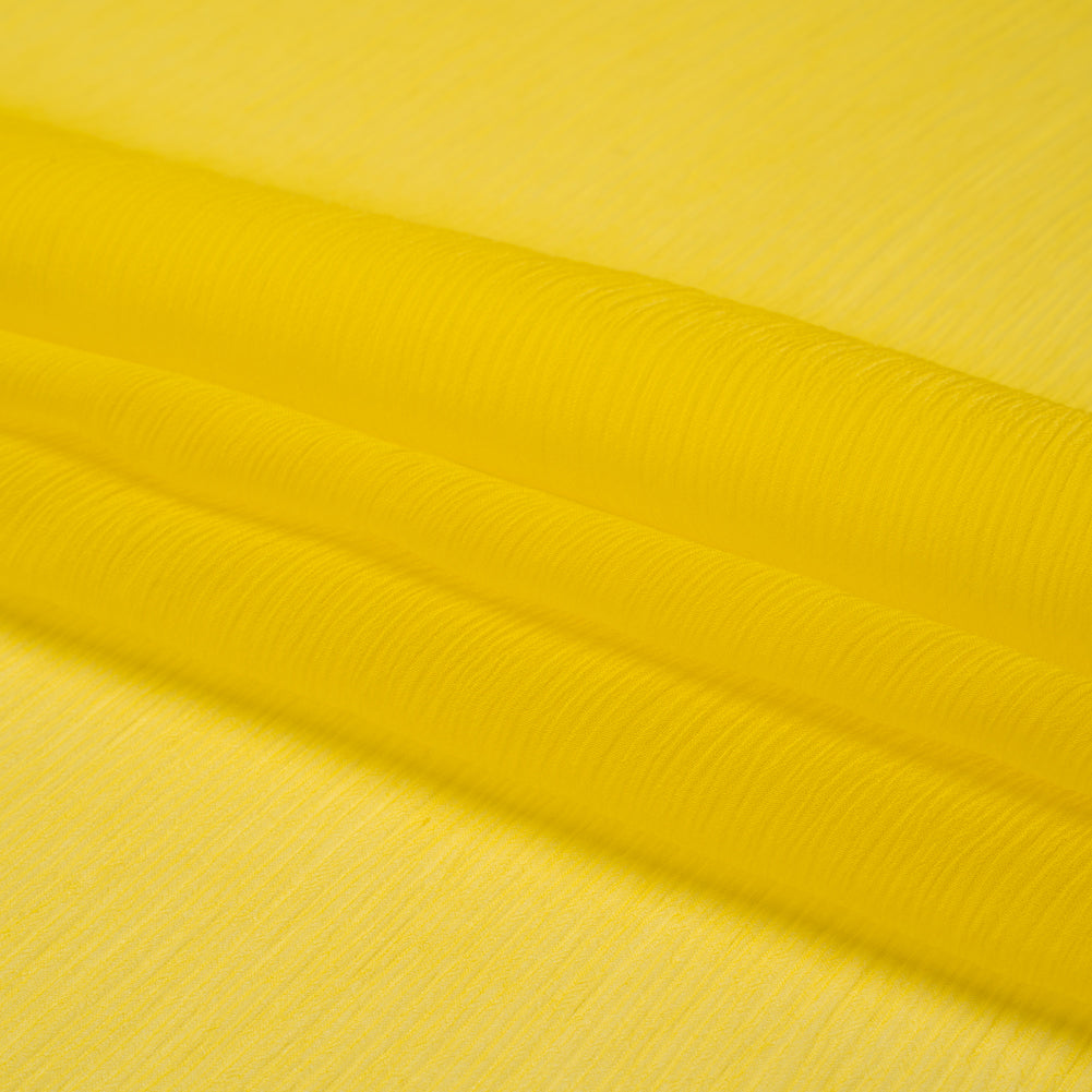 Crinkled Silk Chiffon - Buttercup Yellow - Premium Collection - Folded