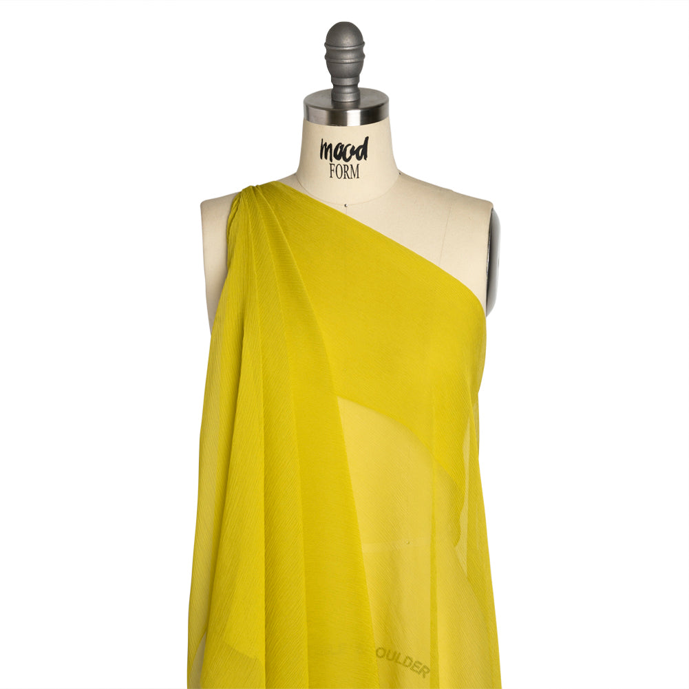 Crinkled Silk Chiffon - Warm Olive - Premium Collection - Drape