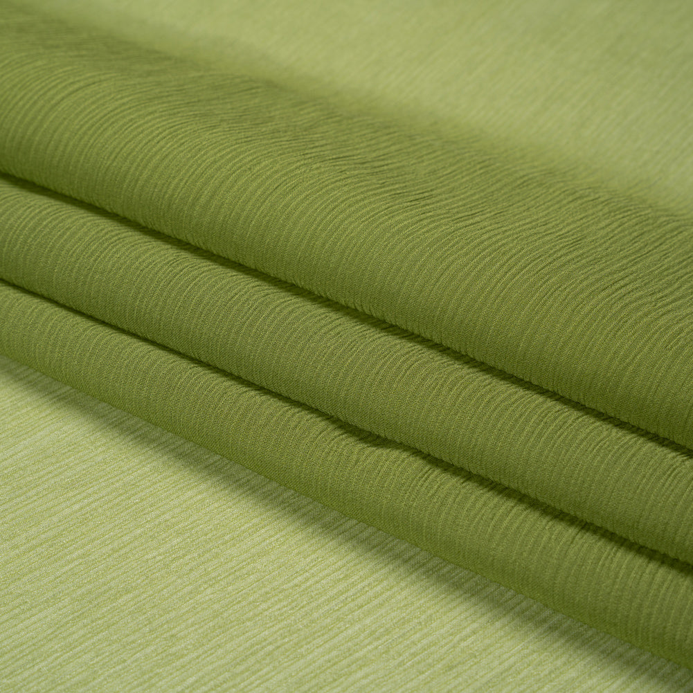 Crinkled Silk Chiffon - Pesto Green - Premium Collection - Folded