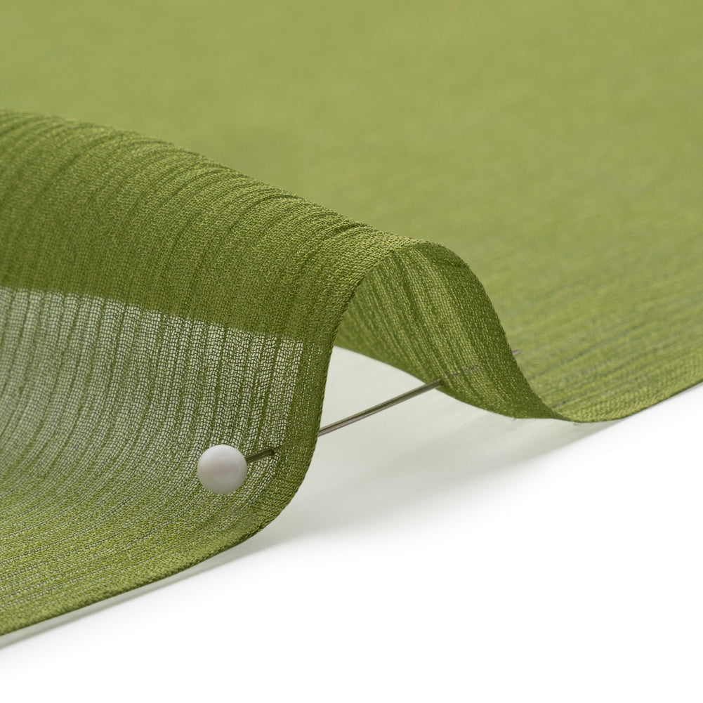 Crinkled Silk Chiffon - Pesto Green - Premium Collection - Detail