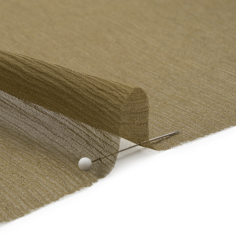 Crinkled Silk Chiffon - Olive Green - Premium Collection - Detail