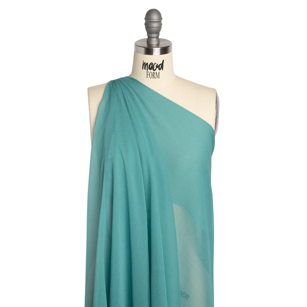 Crinkled Silk Chiffon - Colonial Blue - Premium Collection - Drape
