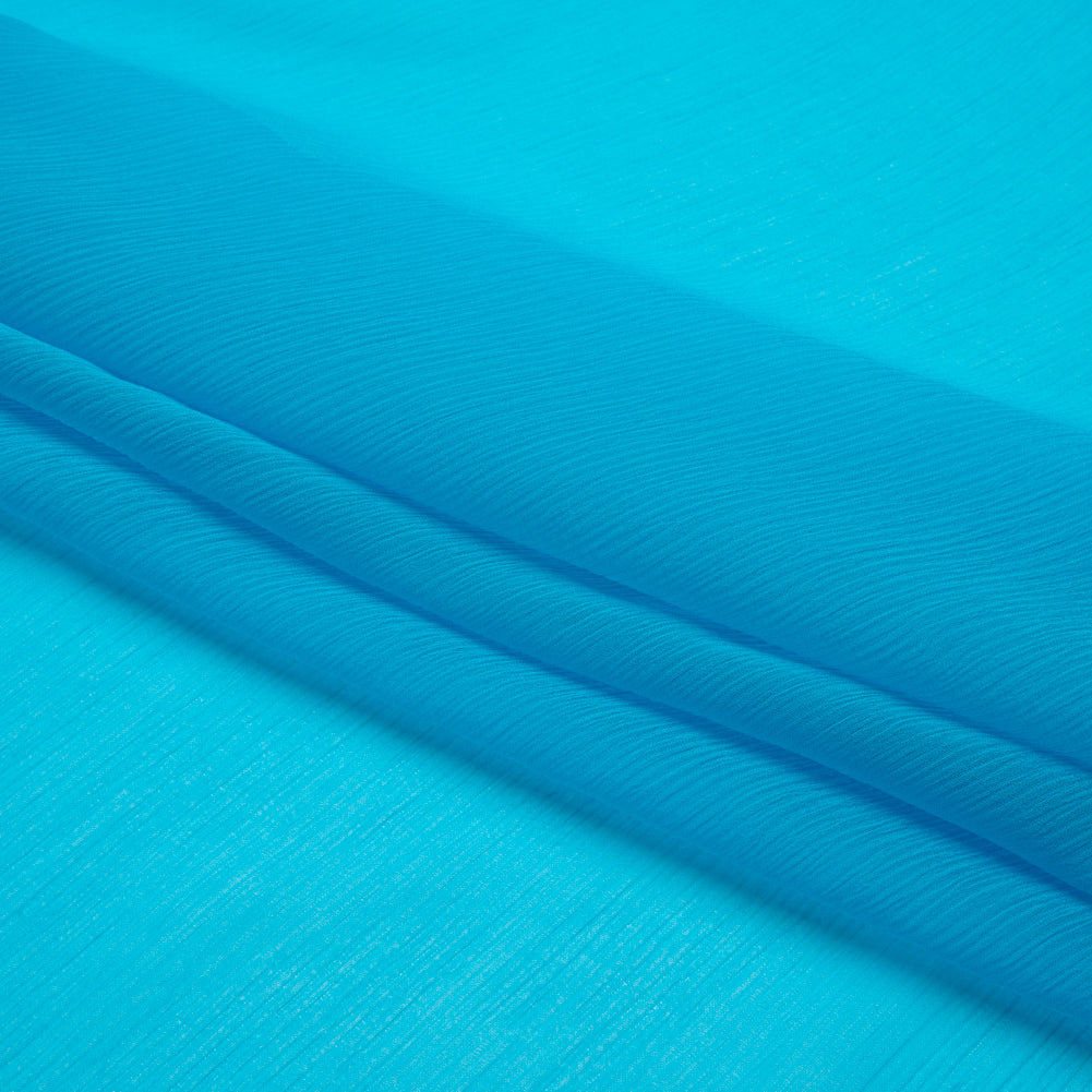 Crinkled Silk Chiffon - Horizon Blue - Premium Collection - Folded