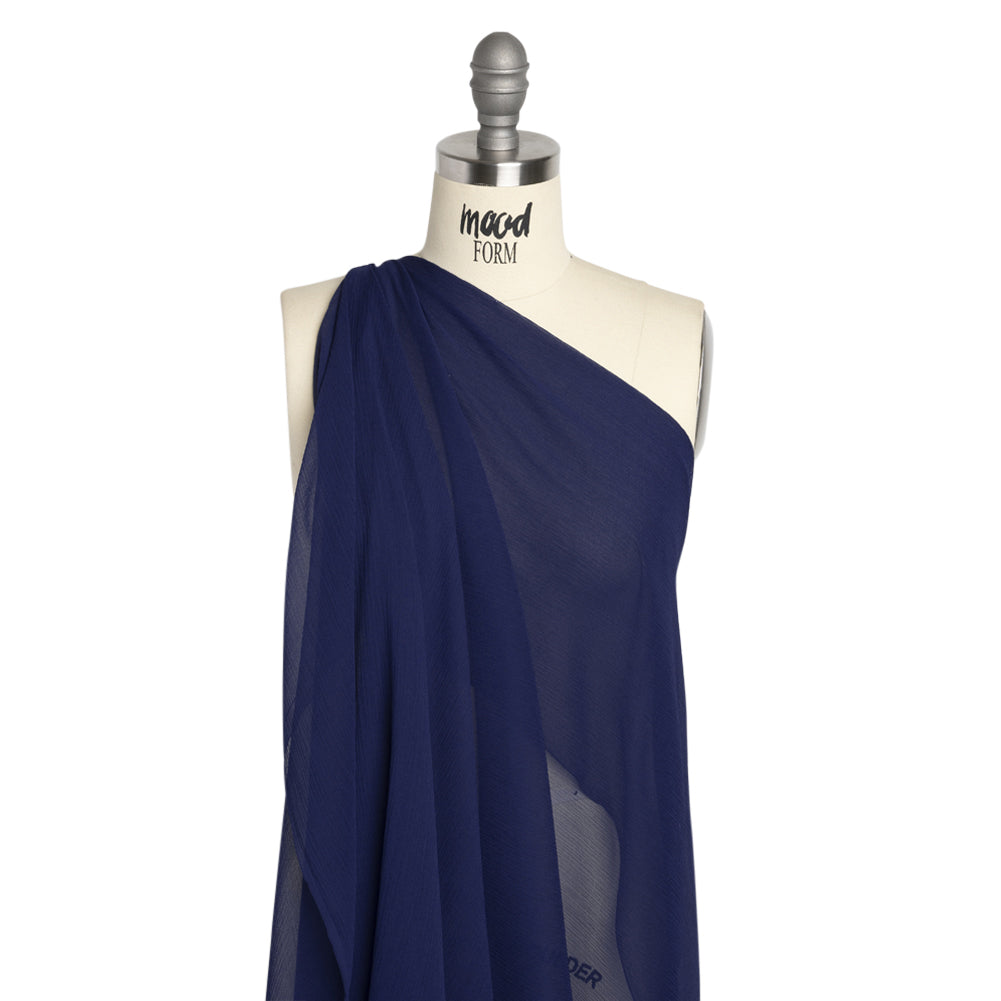 Crinkled Silk Chiffon - Estate Blue - Premium Collection - Drape