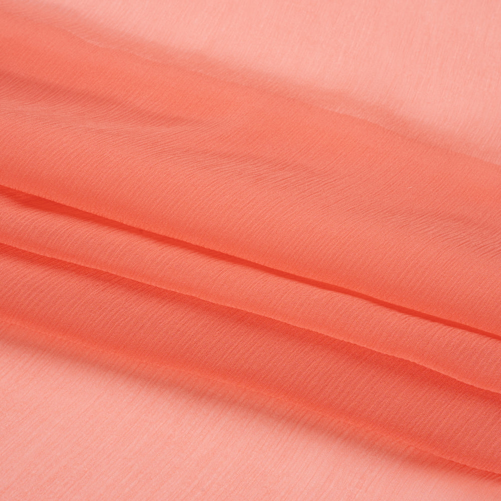 Crinkled Silk Chiffon - Coral - Premium Collection - Folded