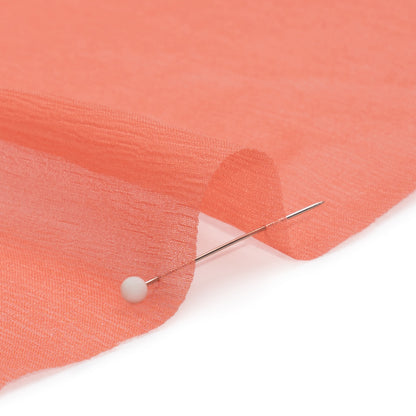 Crinkled Silk Chiffon - Coral - Premium Collection