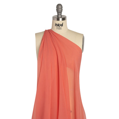 Crinkled Silk Chiffon - Coral - Premium Collection