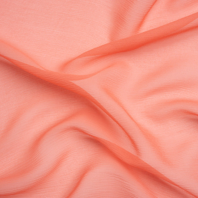 Crinkled Silk Chiffon - Coral - Premium Collection