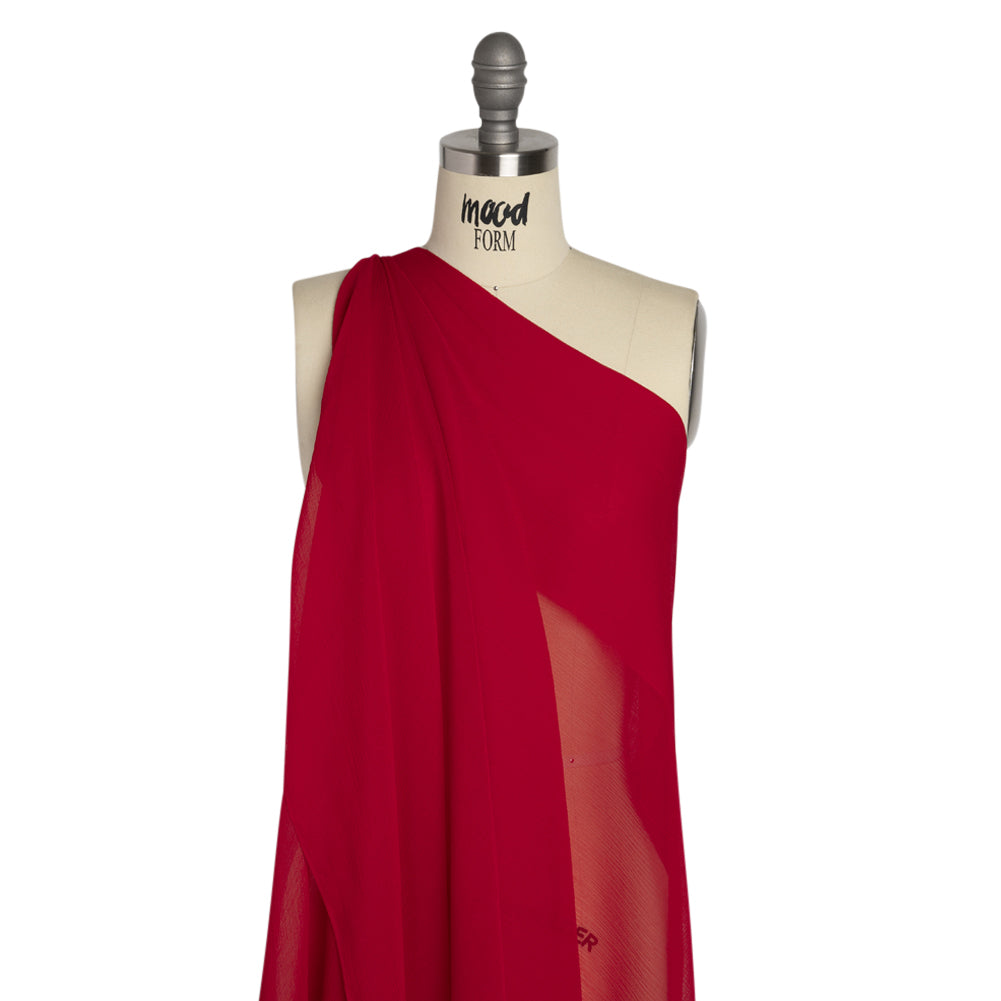 Crinkled Silk Chiffon - Red - Premium Collection - Drape