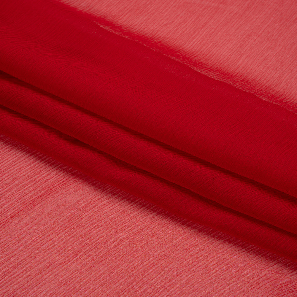 Crinkled Silk Chiffon - Tango Red - Premium Collection - Folded