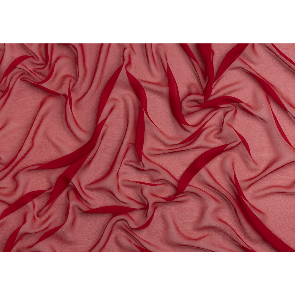 Crinkled Silk Chiffon - Tango Red - Premium Collection - Full