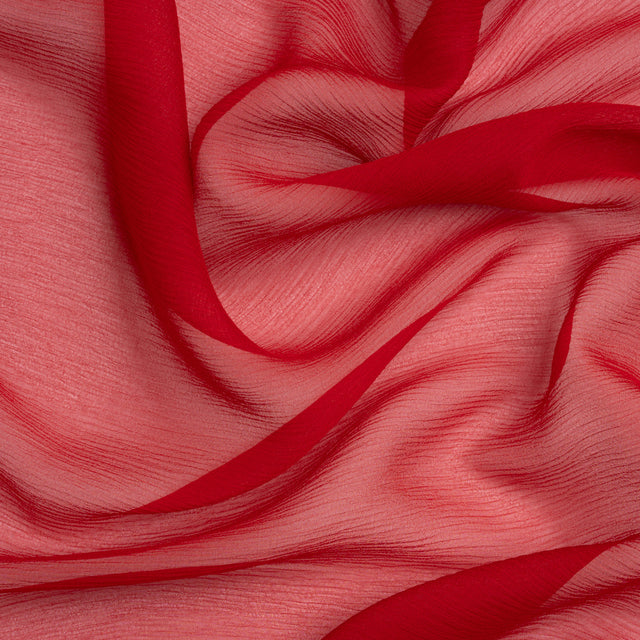 Crinkled Silk Chiffon - Tango Red - Premium Collection
