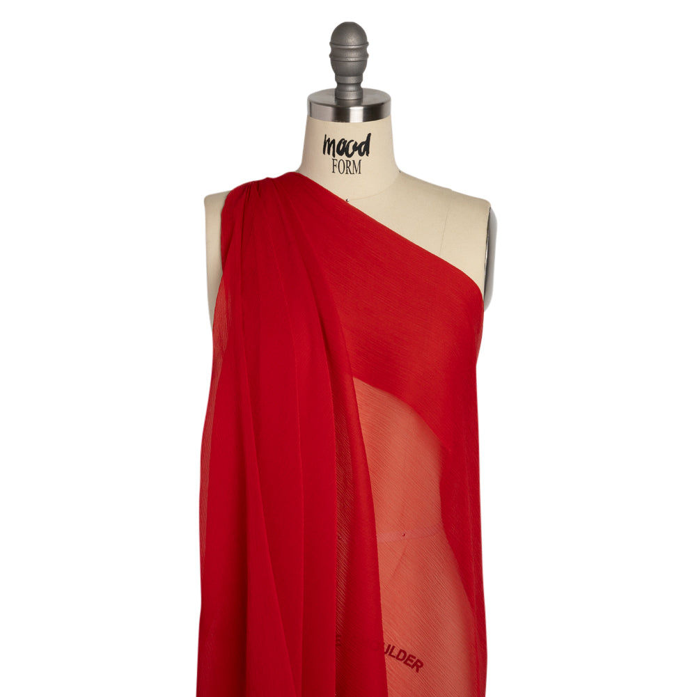 Crinkled Silk Chiffon - Brick - Premium Collection - Drape