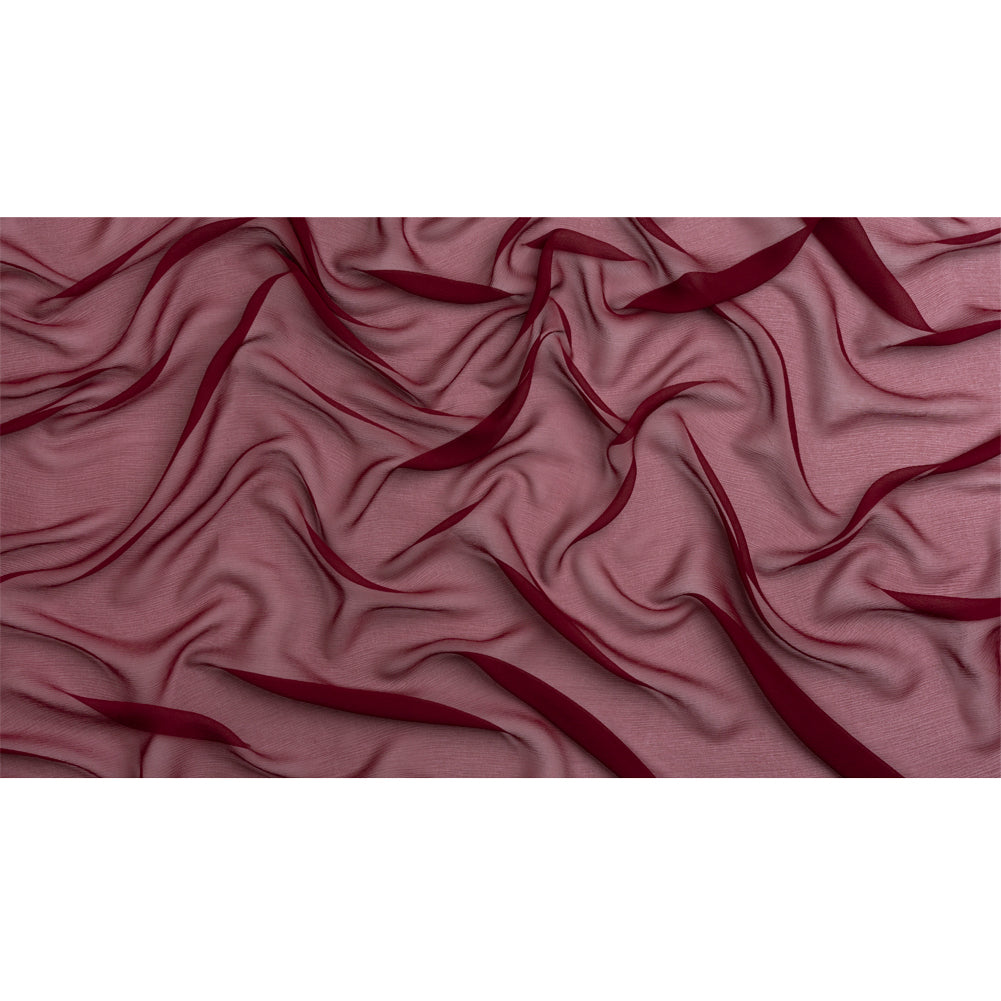 Crinkled Silk Chiffon - Maroon - Premium Collection - Full
