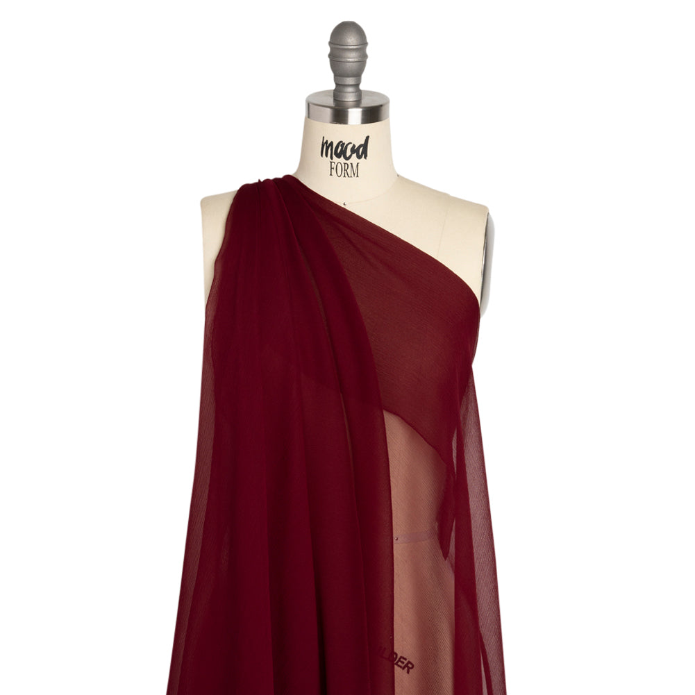 Crinkled Silk Chiffon - Maroon - Premium Collection - Drape