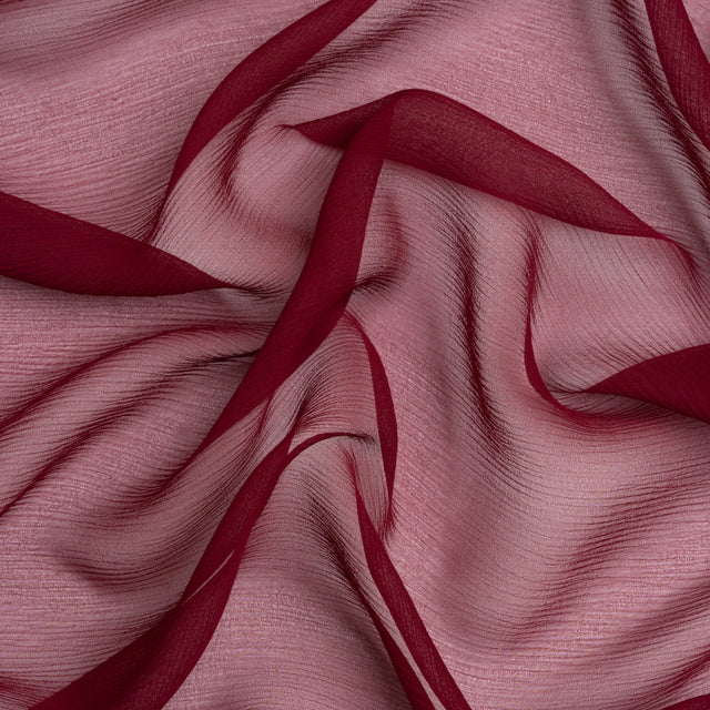Crinkled Silk Chiffon - Maroon - Premium Collection