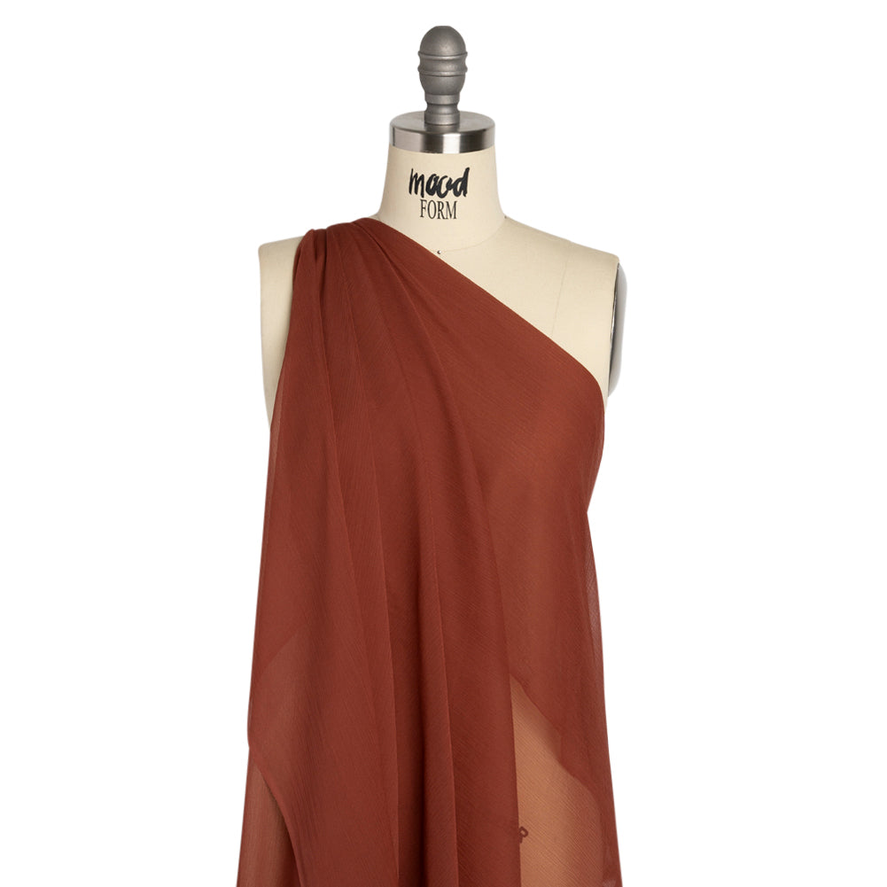 Crinkled Silk Chiffon - Mahogany - Premium Collection - Drape