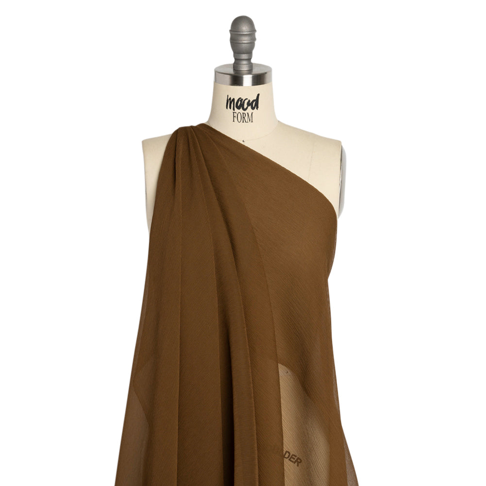 Crinkled Silk Chiffon - Dark Olive - Premium Collection - Drape